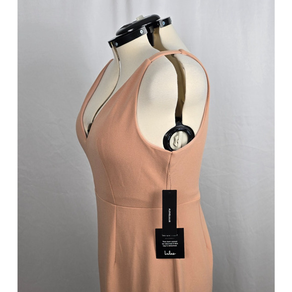 Lulus Formal Party Dress Women's XL Peach Sleeveless Maxi Deep V-Neck NWT - Picture 7 of 16